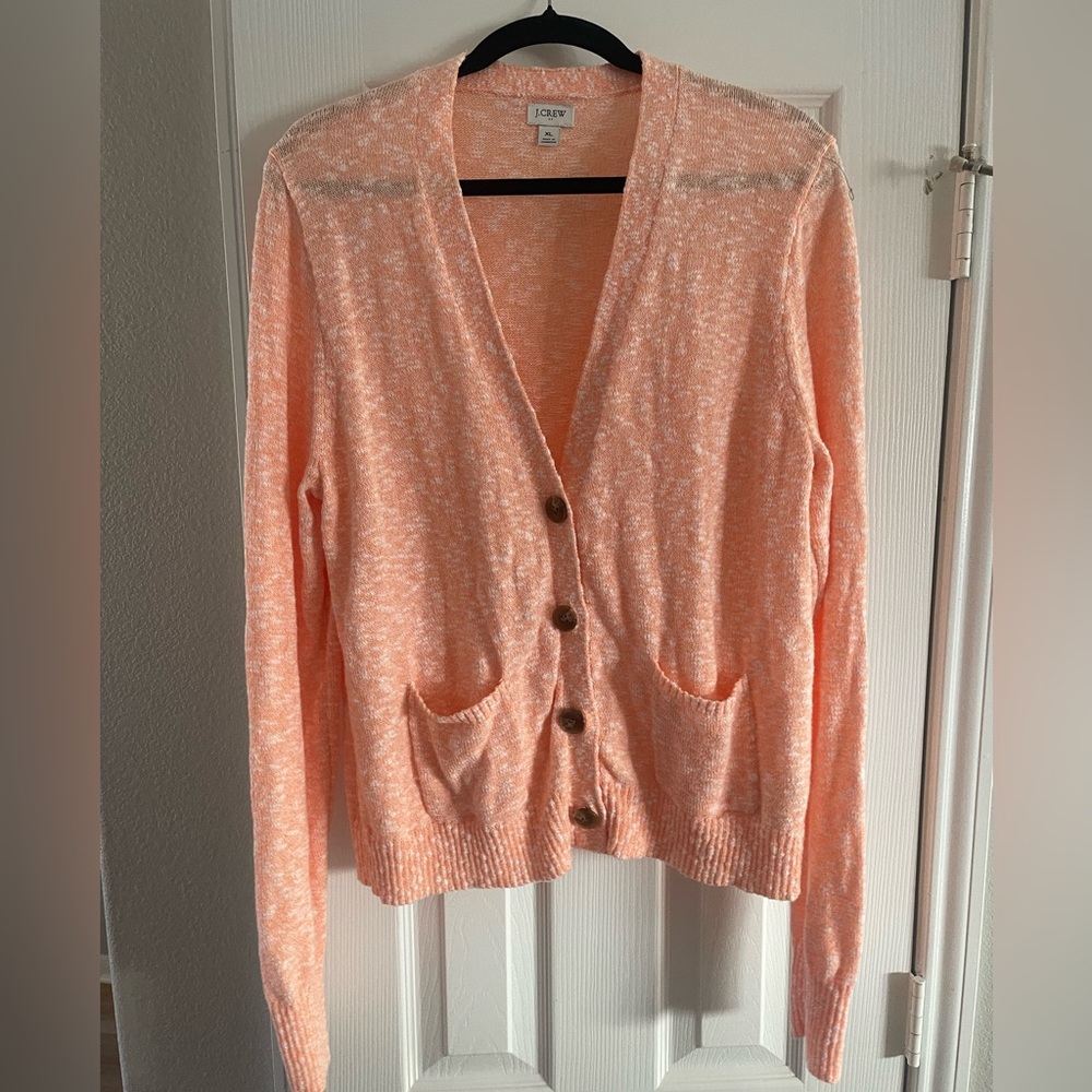 Jcrew Factory Women's Peach Button-Up Summer Cardigan